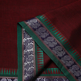 Maroon Zari Border Dharwad Cotton Fabric