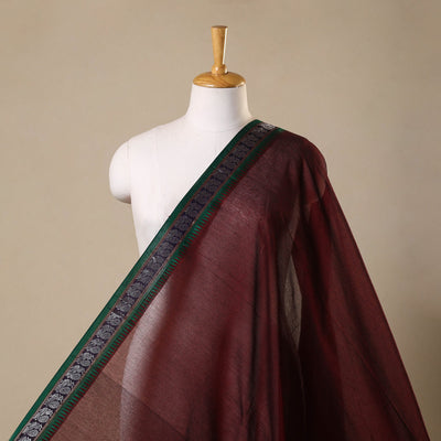 Maroon Zari Border Dharwad Cotton Fabric