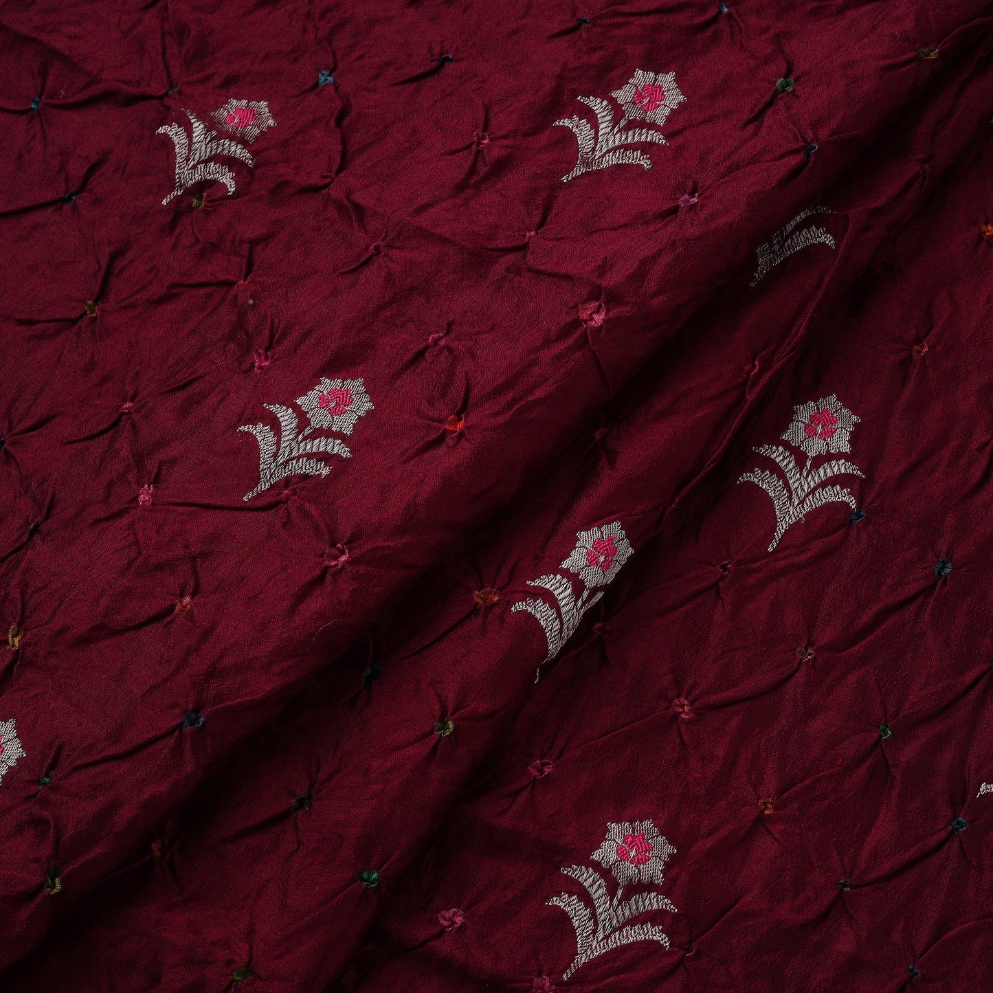 Zari buti silk tie-dye bandhani fabric 26 - handcrafted
