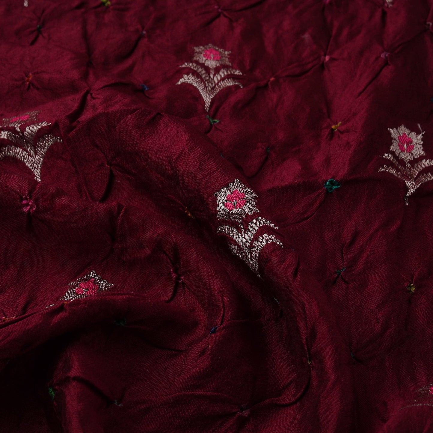Zari buti silk tie-dye bandhani fabric 26 - handcrafted