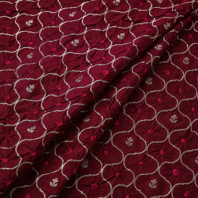 Zari work silk tie-dye bandhani fabric 37 - handcrafted