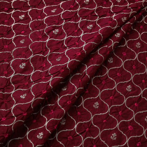 Zari work silk tie-dye bandhani fabric 37 - handcrafted