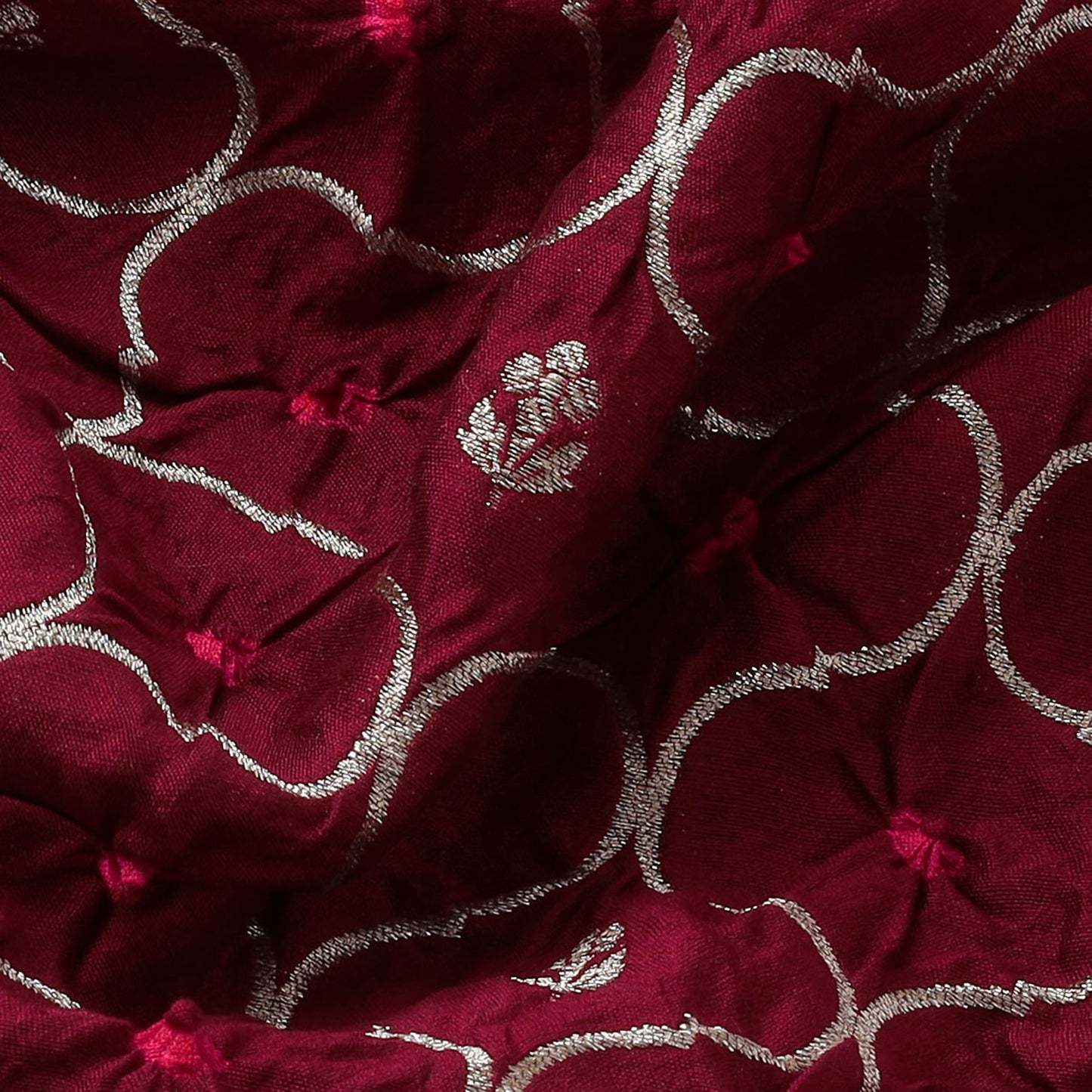 Zari work silk tie-dye bandhani fabric 37 - handcrafted