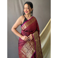 Suhasini Maroon Soft Silk Handwork Saree