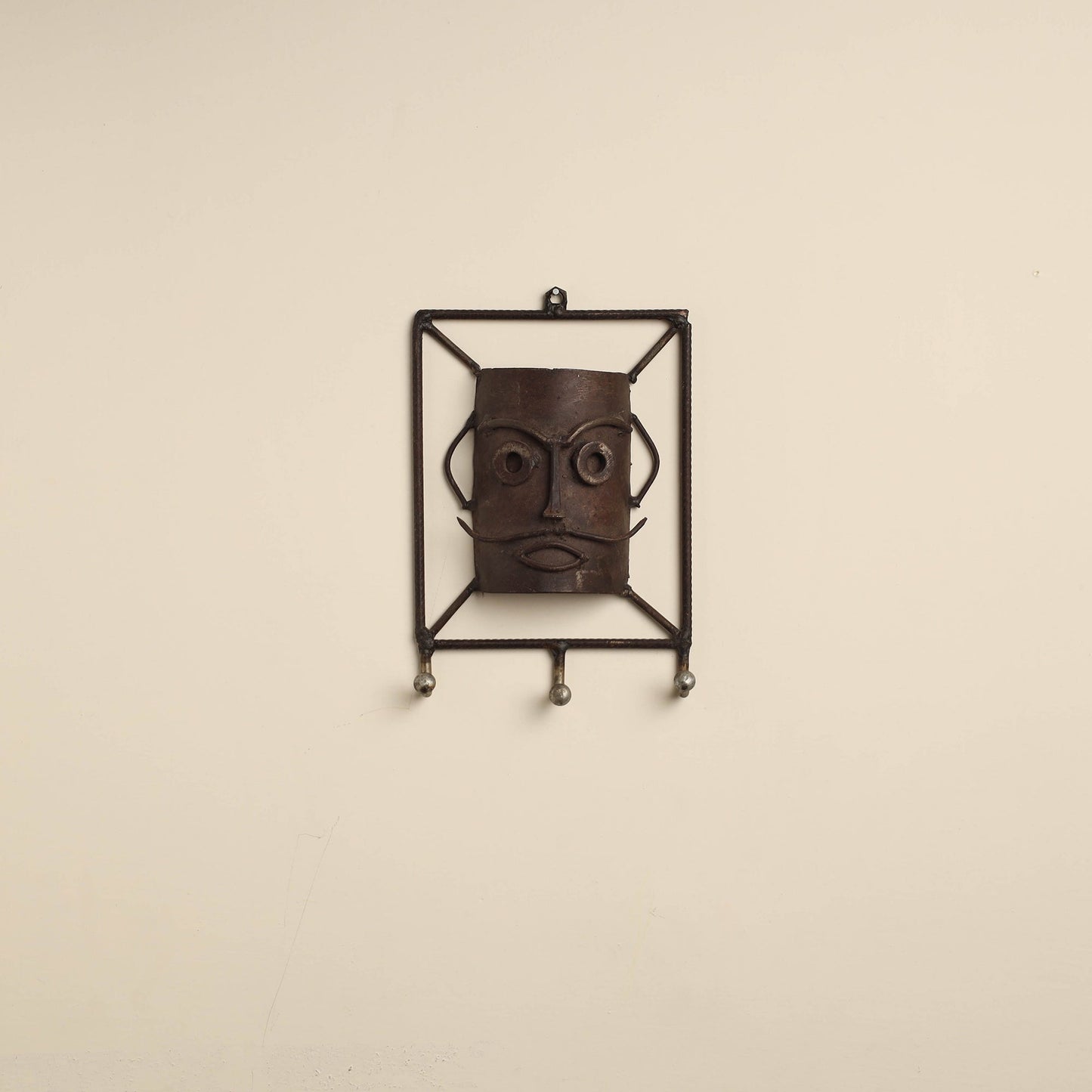 Mask (male) - handmade recycled metal sculpture