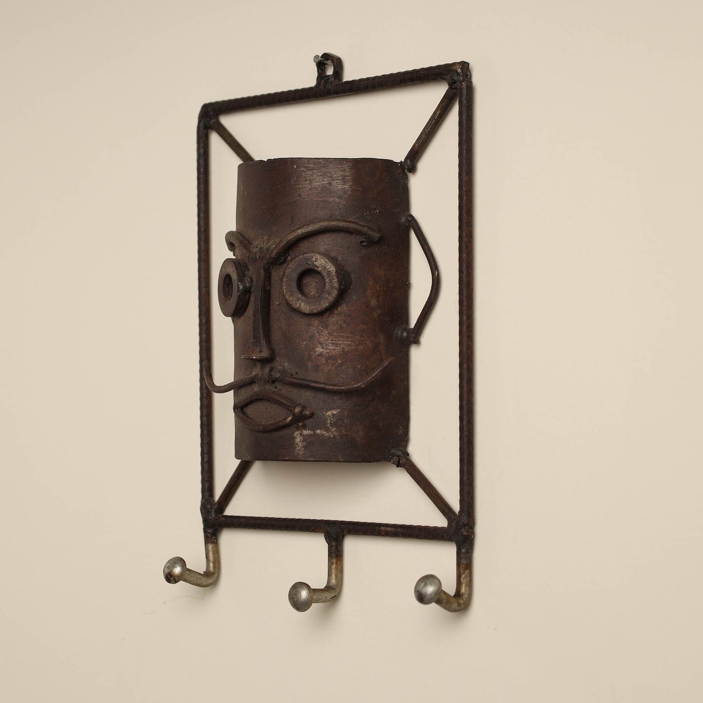 Mask (male) - handmade recycled metal sculpture