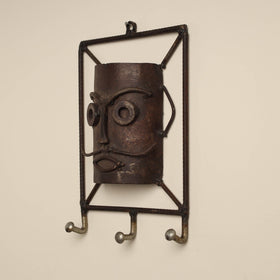 Mask (male) - handmade recycled metal sculpture