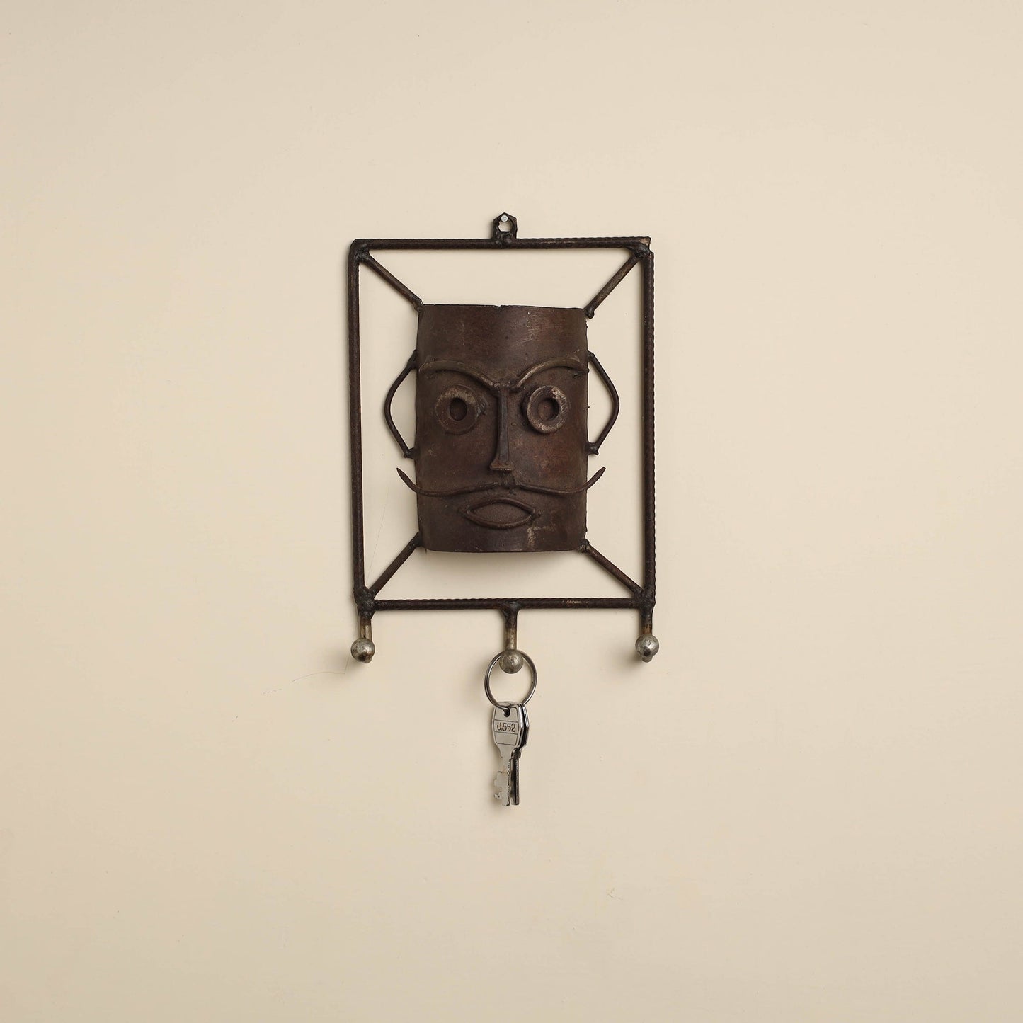 Mask (male) - handmade recycled metal sculpture