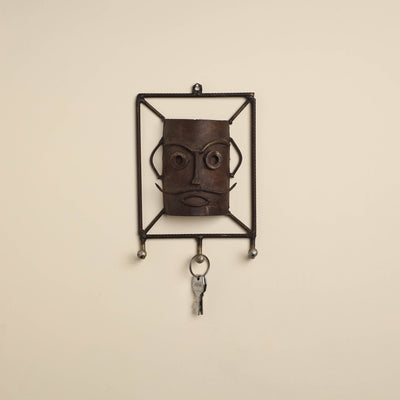 Mask (male) - handmade recycled metal sculpture