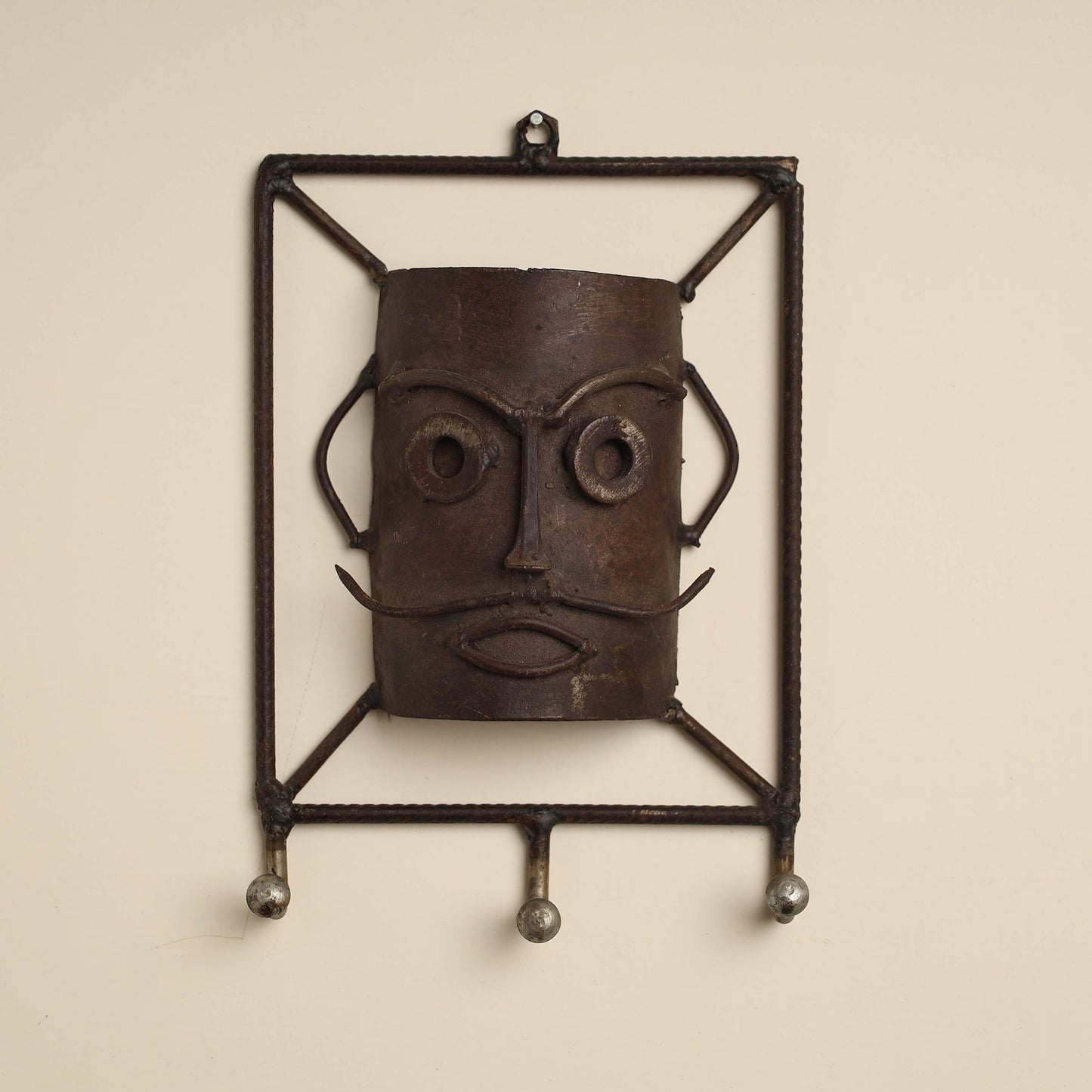 Mask (male) - handmade recycled metal sculpture