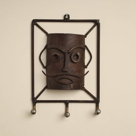 Mask (male) - handmade recycled metal sculpture