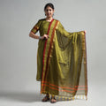 Mehendi Green - Dharwad Cotton Kurta with Palazzo & Dupatta Set