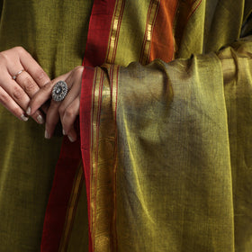 Mehendi Green - Dharwad Cotton Kurta with Palazzo & Dupatta Set