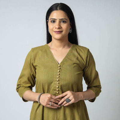  Jacquard Cotton A-Line Kurta for Women