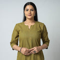  Mehendi Green Jacquard Cotton Long Kurta for Women