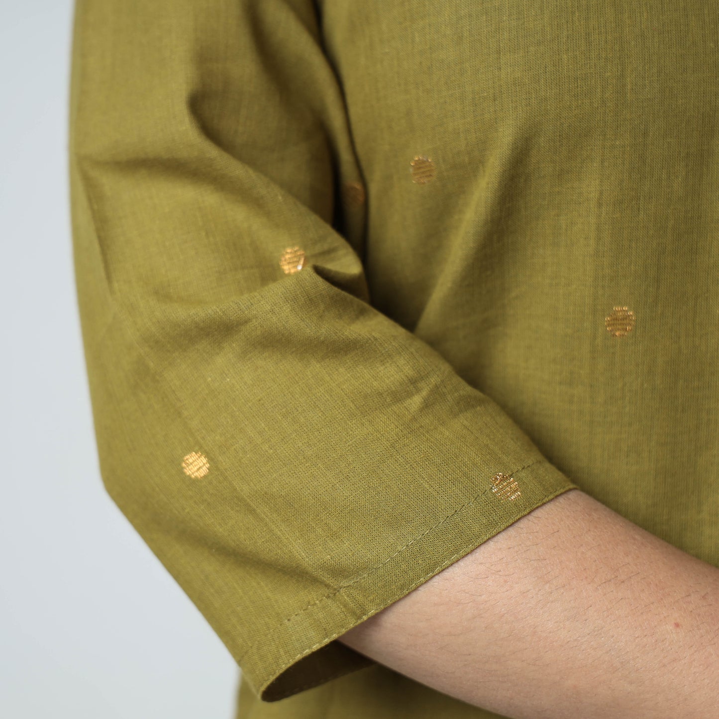  Mehendi Green Jacquard Cotton Long Kurta for Women