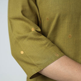  Mehendi Green Jacquard Cotton Long Kurta for Women