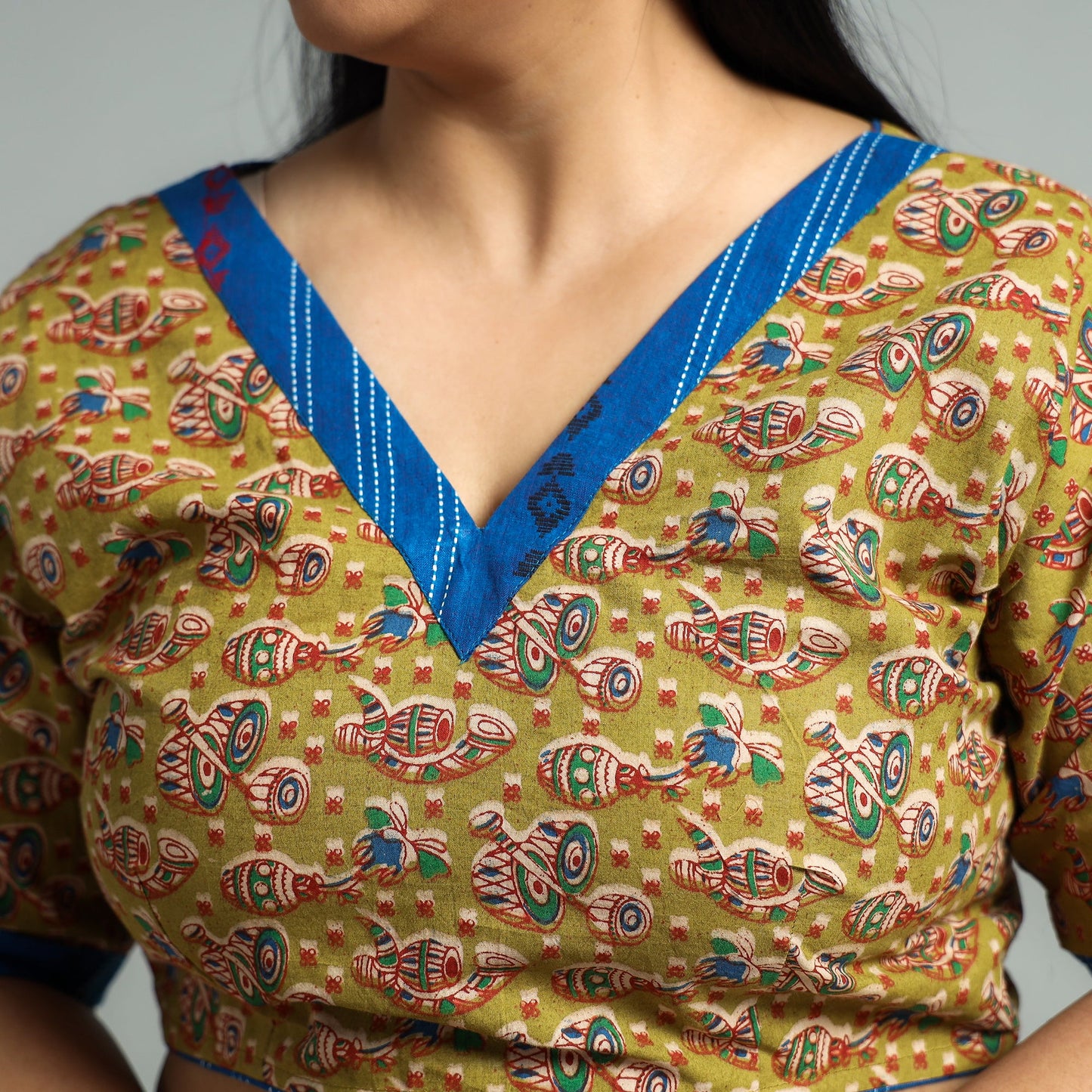 Buy Kalamkari Printed Cotton Stitched Blouse 