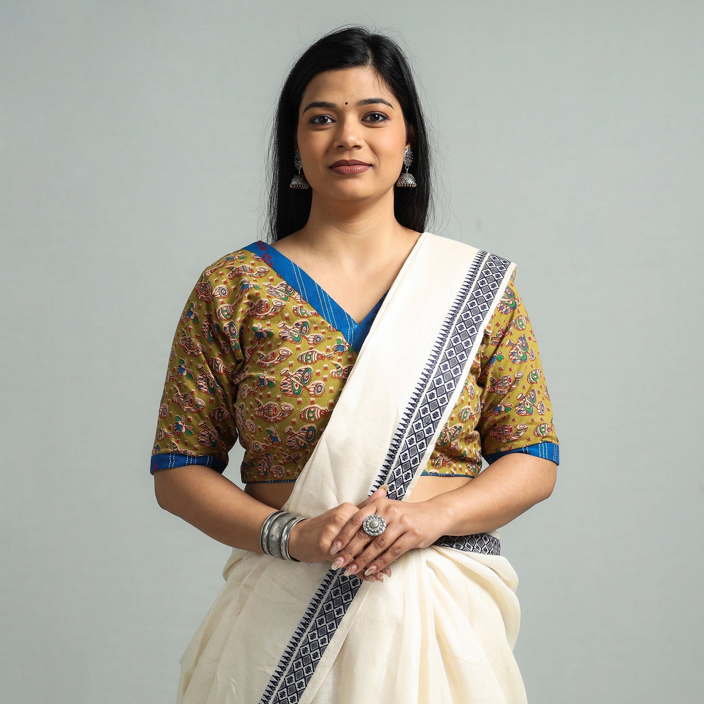 Buy Kalamkari Printed Cotton Stitched Blouse 