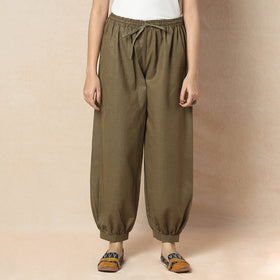 Mehndi Green - Flex Cotton Plain Elasticated Pant