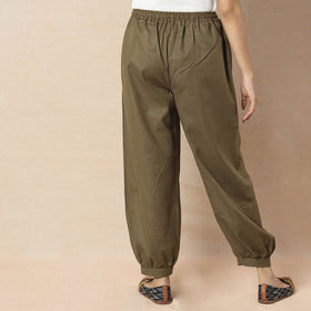 Mehndi Green - Flex Cotton Plain Elasticated Pant