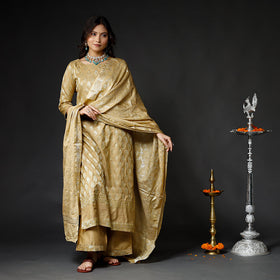 Mellow yellow - banarasi silk zari work kurta with palazzo