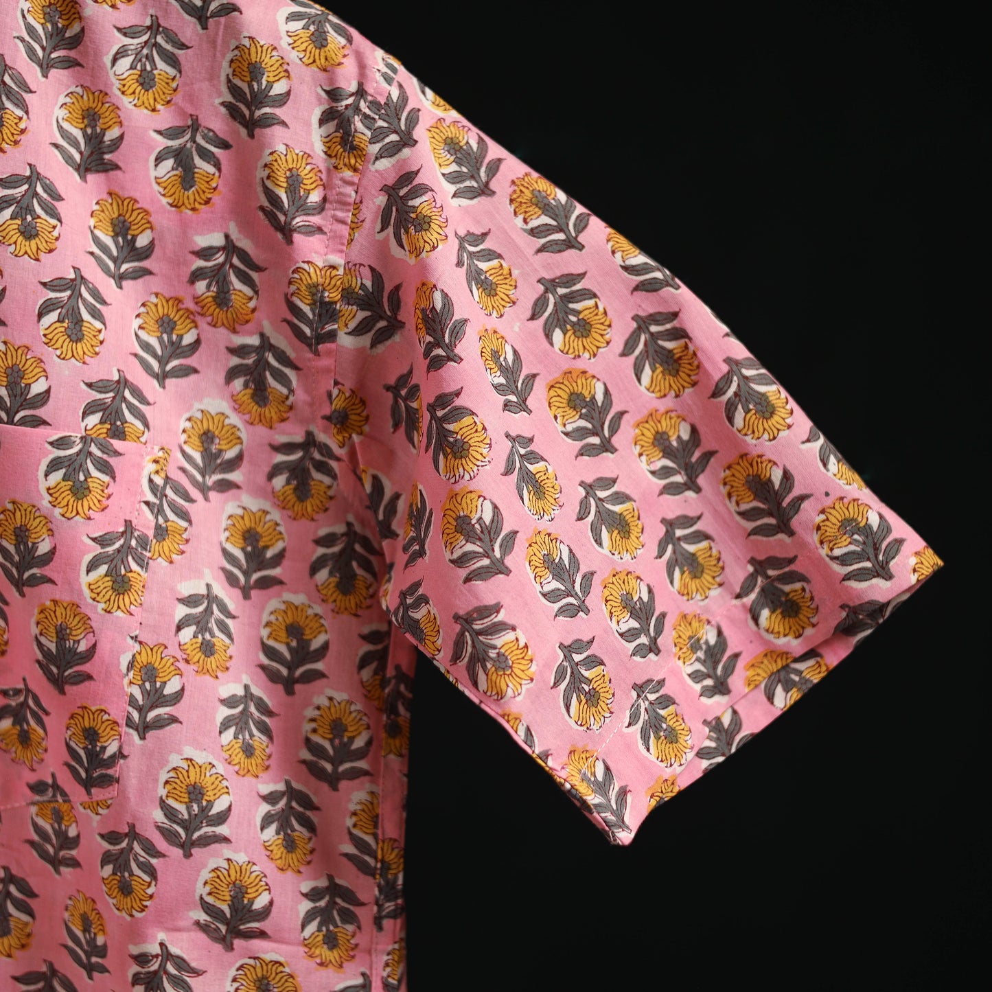 Men cotton sanganeri hand block print half sleeve shirt 01