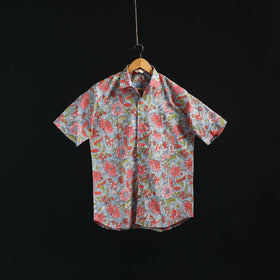 Men cotton sanganeri hand block print half sleeve shirt 02