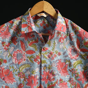 Men cotton sanganeri hand block print half sleeve shirt 02