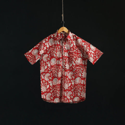 Men cotton sanganeri hand block print half sleeve shirt 03