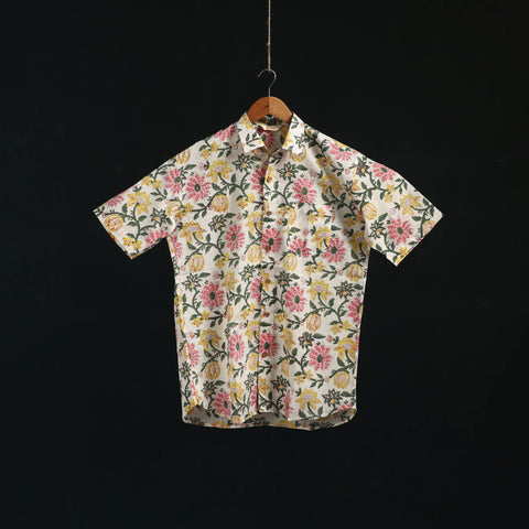 Men cotton sanganeri hand block print half sleeve shirt 04