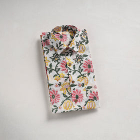 Men cotton sanganeri hand block print half sleeve shirt 04