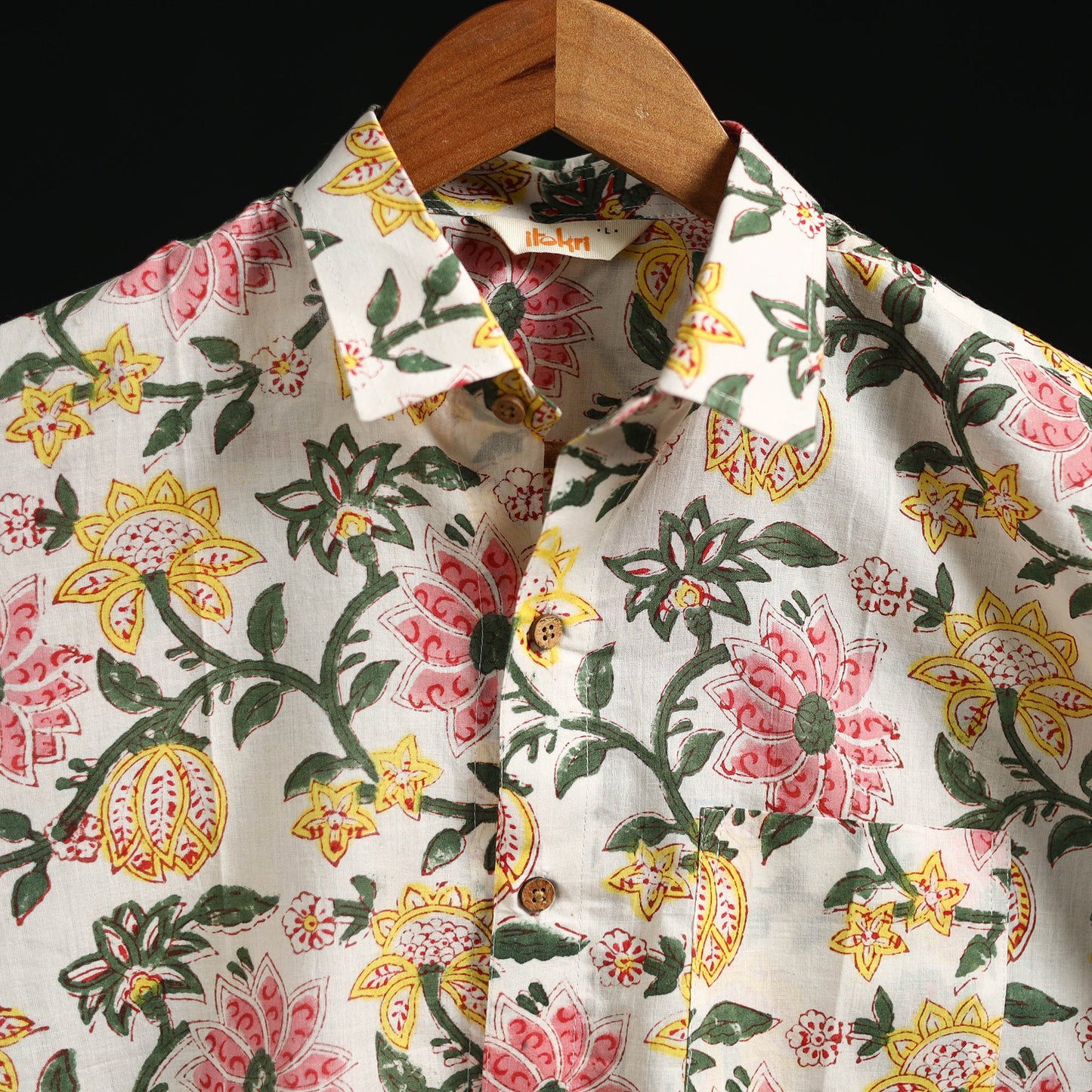 Men cotton sanganeri hand block print half sleeve shirt 04