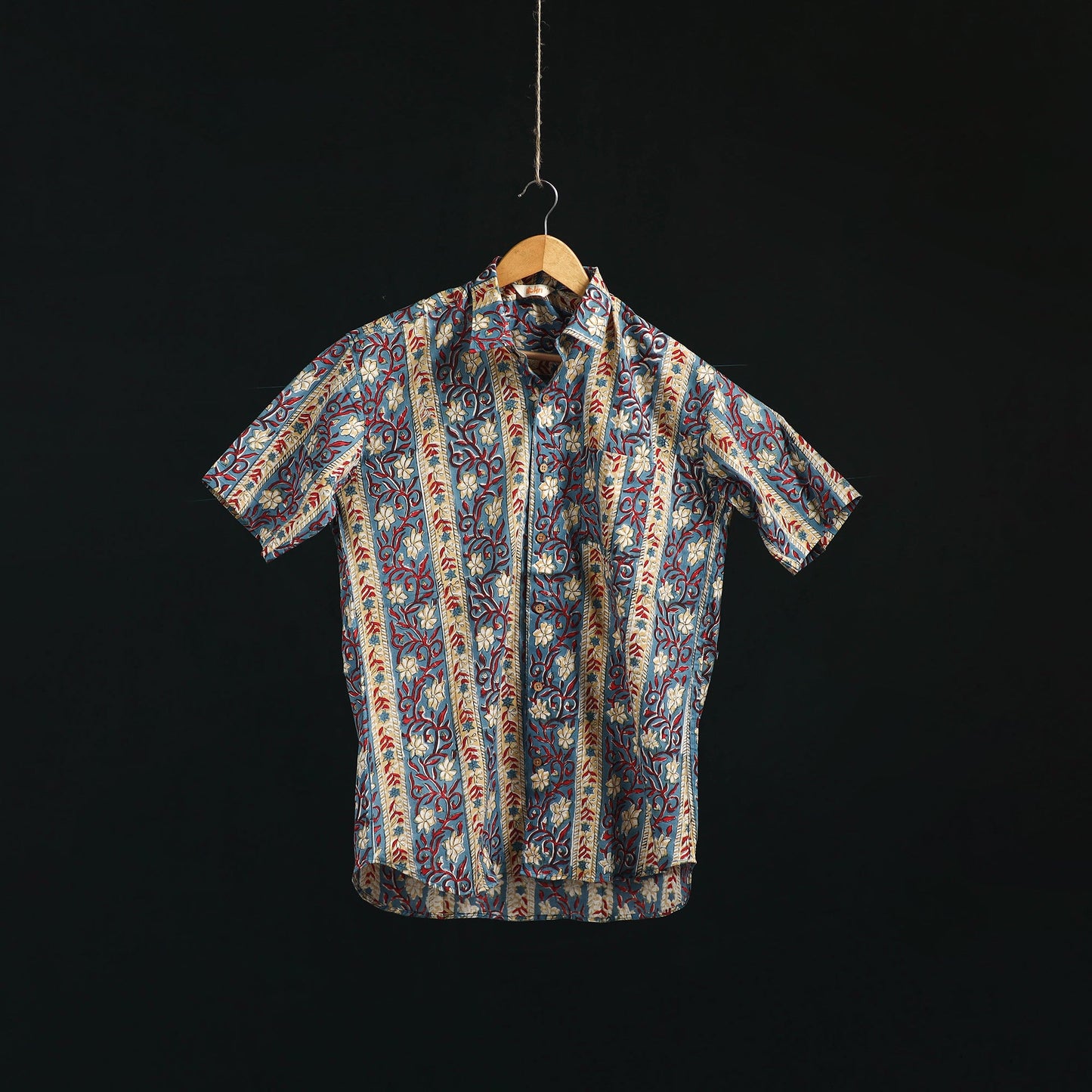 Men cotton sanganeri hand block print half sleeve shirt 05