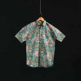 Men cotton sanganeri hand block print half sleeve shirt 06