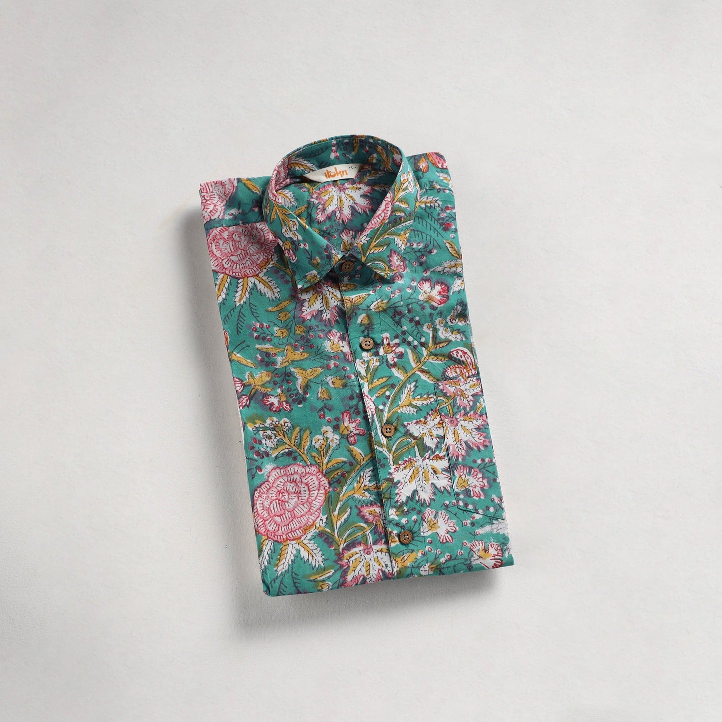 Men cotton sanganeri hand block print half sleeve shirt 06