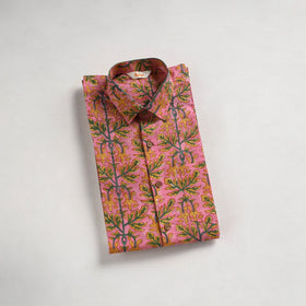 Men cotton sanganeri hand block print half sleeve shirt 07