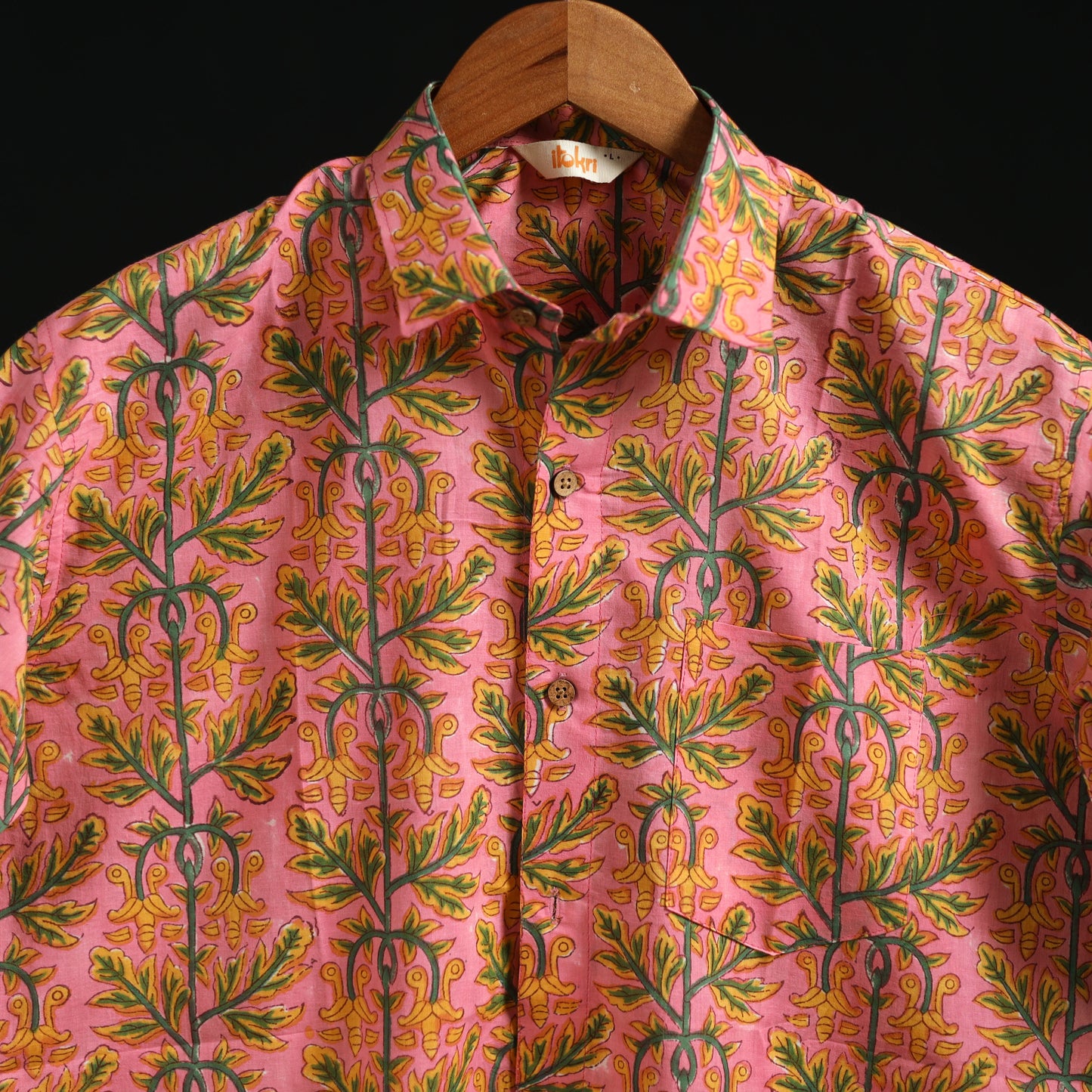 Men cotton sanganeri hand block print half sleeve shirt 07