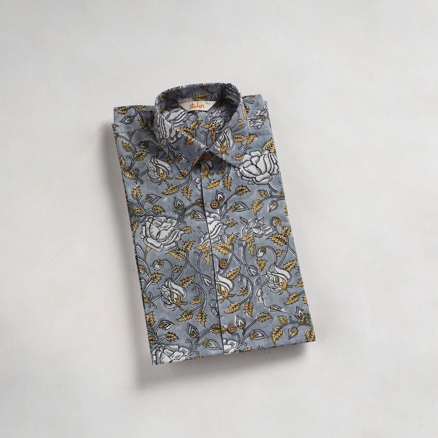 Men cotton sanganeri hand block print half sleeve shirt 08