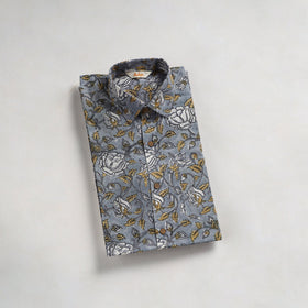 Men cotton sanganeri hand block print half sleeve shirt 08