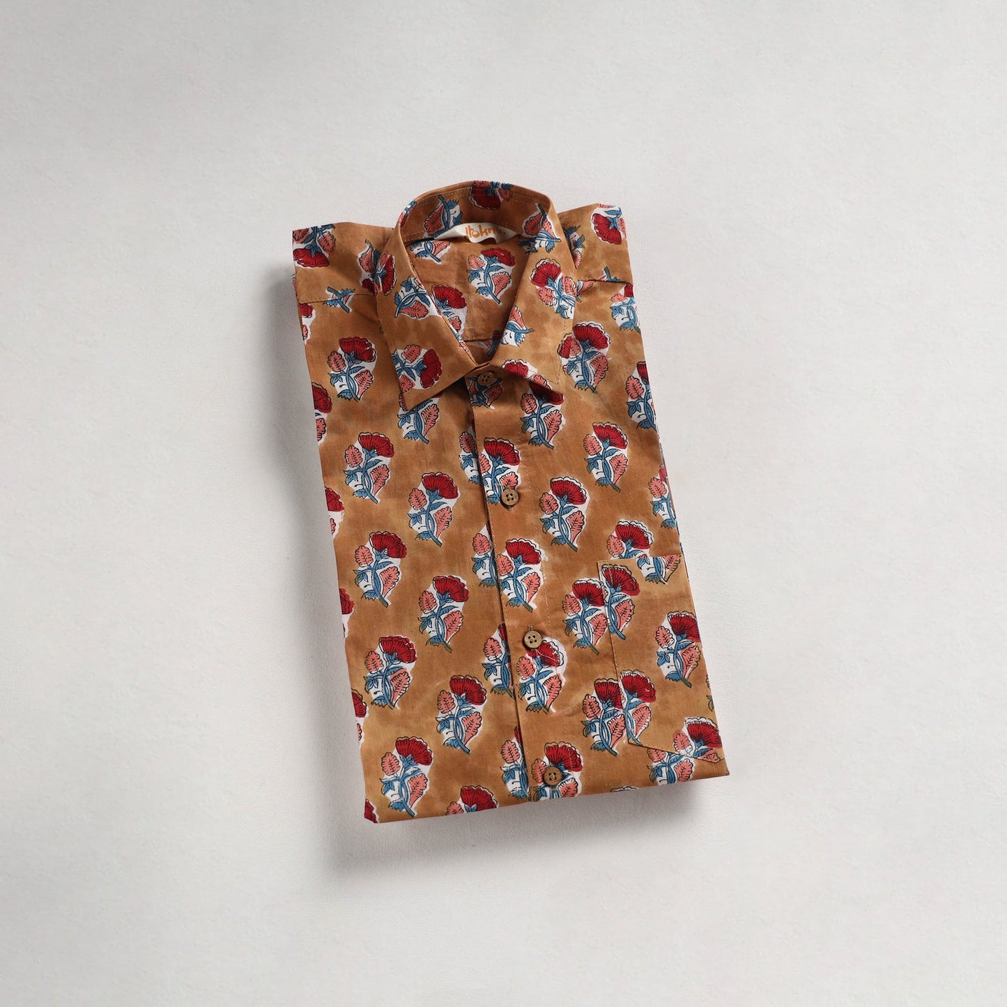 Men cotton sanganeri hand block print half sleeve shirt 09