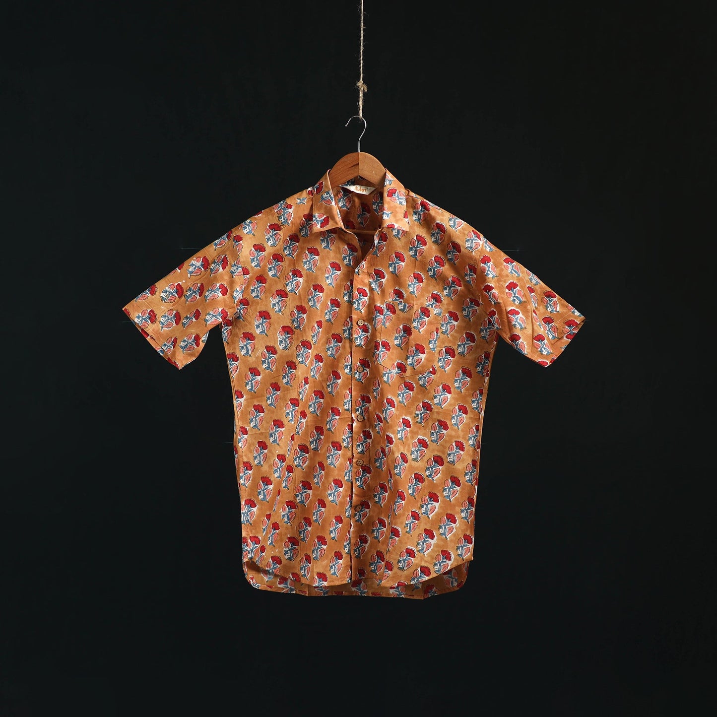 Men cotton sanganeri hand block print half sleeve shirt 09