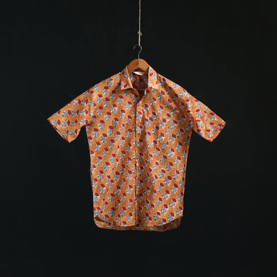 Men cotton sanganeri hand block print half sleeve shirt 09