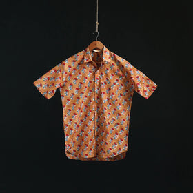 Men cotton sanganeri hand block print half sleeve shirt 09