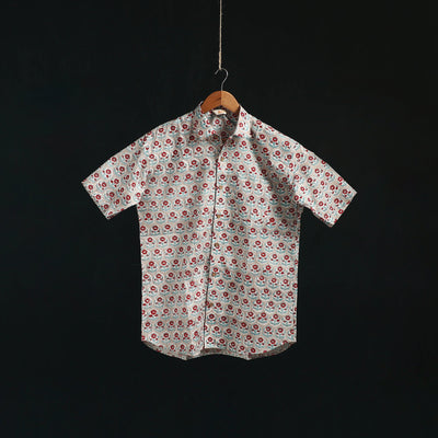 Men cotton sanganeri hand block print half sleeve shirt 10