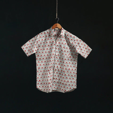 Men cotton sanganeri hand block print half sleeve shirt 10