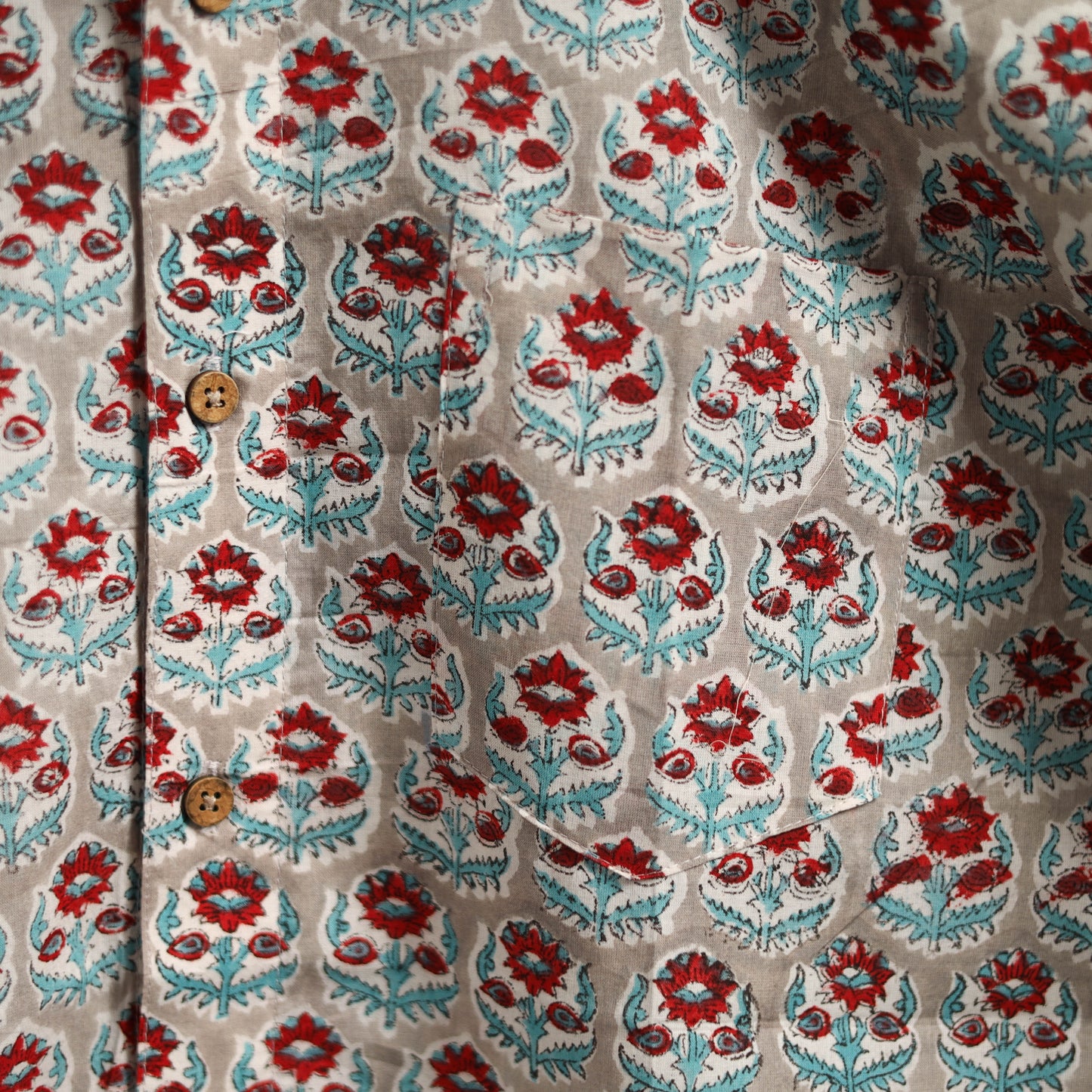 Men cotton sanganeri hand block print half sleeve shirt 10