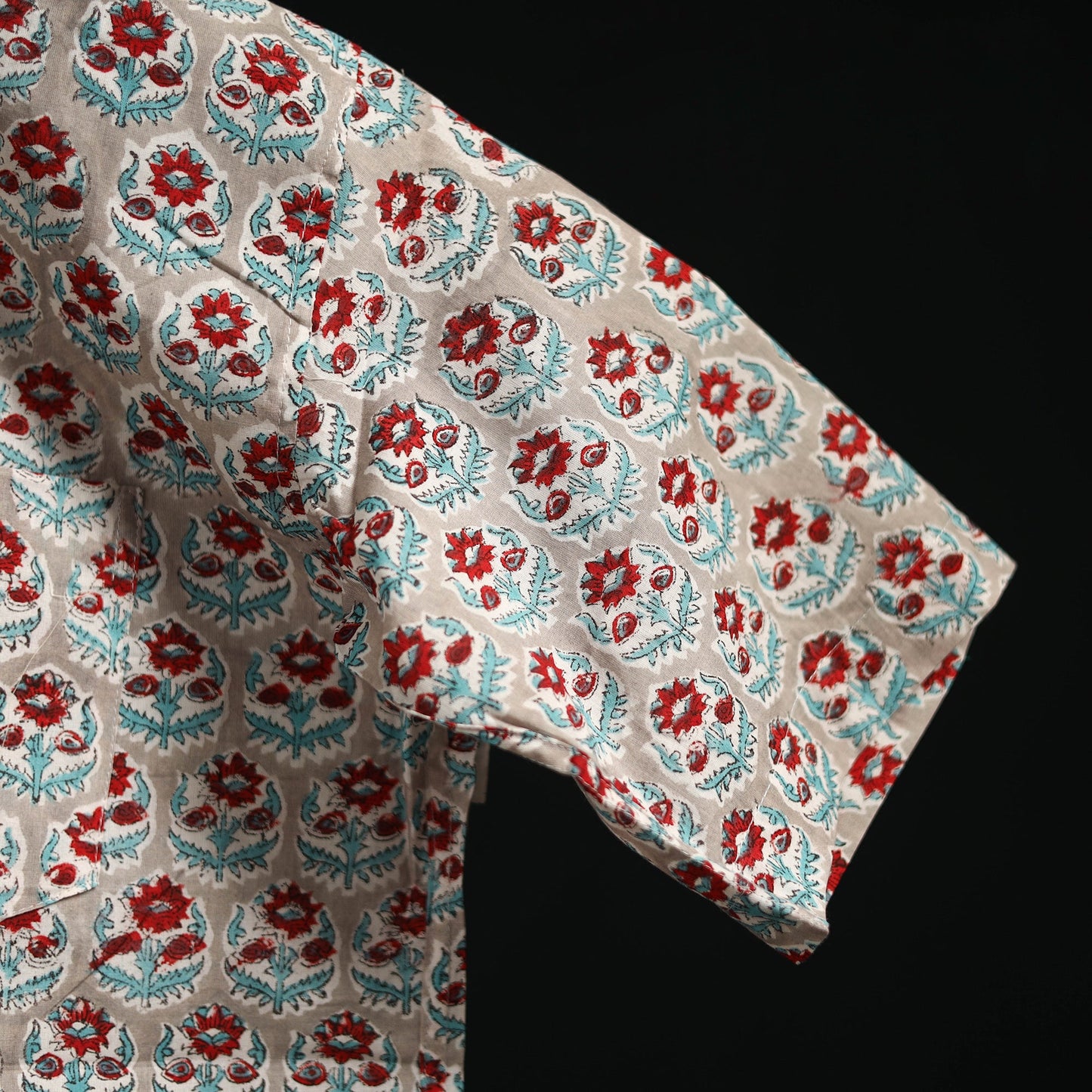 Men cotton sanganeri hand block print half sleeve shirt 10