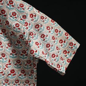 Men cotton sanganeri hand block print half sleeve shirt 10