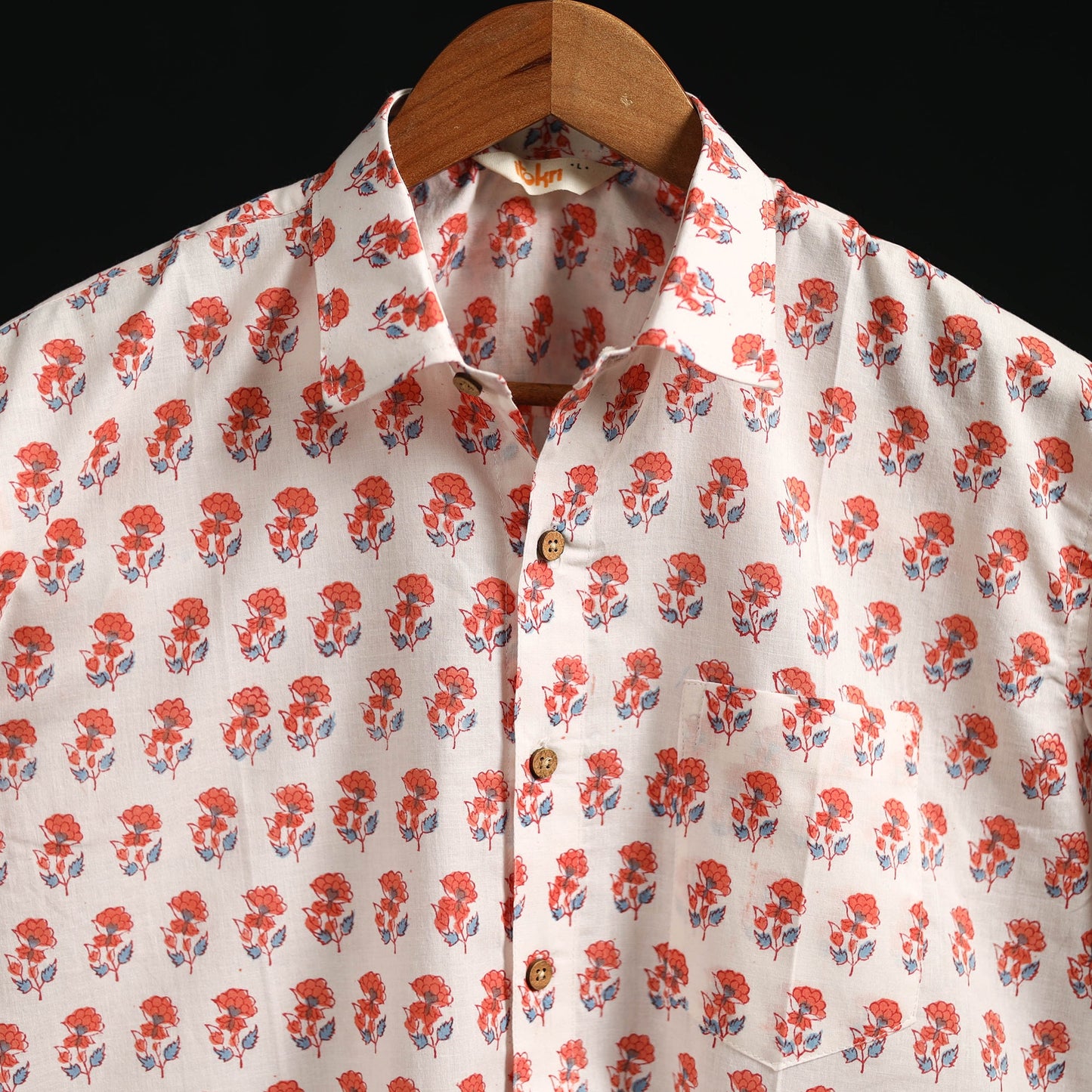 Men cotton sanganeri hand block print half sleeve shirt 11